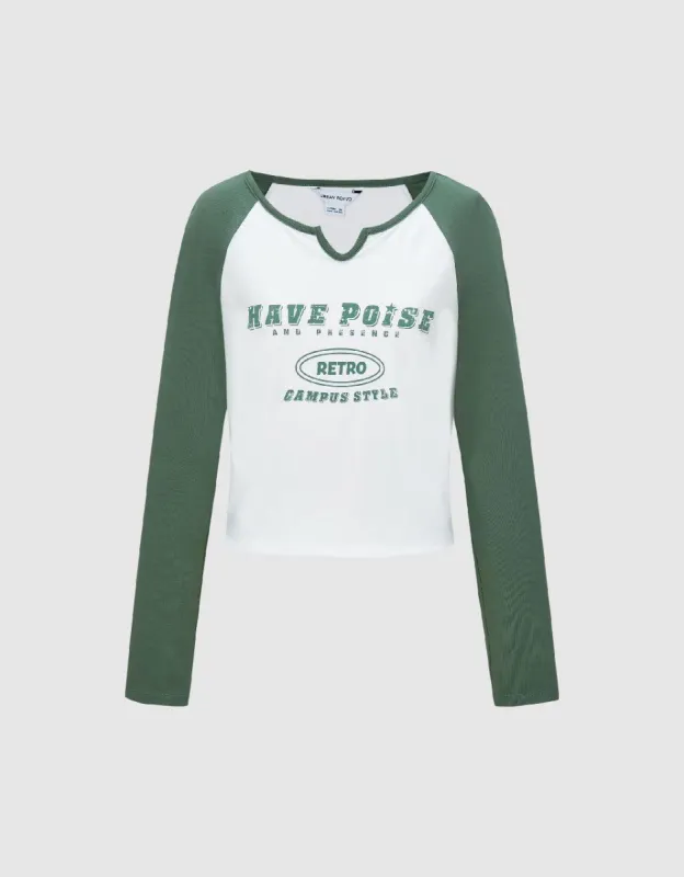 Letter Printed Crew Neck Skinny T-Shirt sold by Urban Revivo