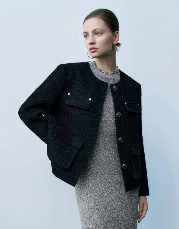Straight Tweed Jacket With Fake Pockets sold by Urban Revivo