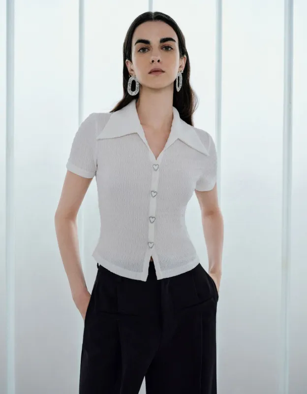 Shirred Lapel Skinny T-Shirt sold by Urban Revivo