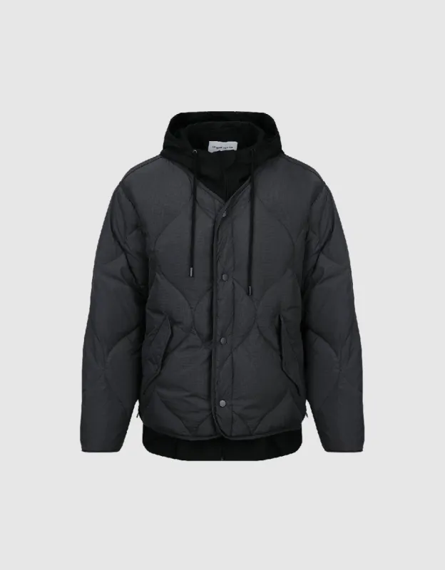 Drop Shoulder Sleeve Hooded Down Jacket sold by Urban Revivo
