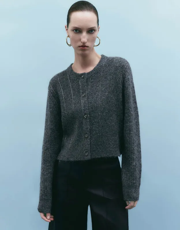 Crew Neck Knitted Cardigan sold by Urban Revivo
