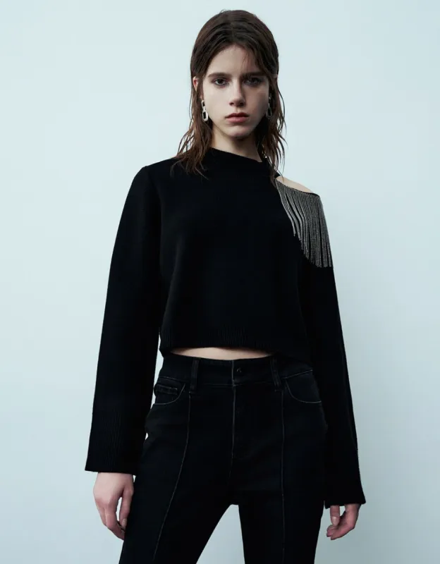 Cut-Out Crew Neck Knitted T-Shirt sold by Urban Revivo