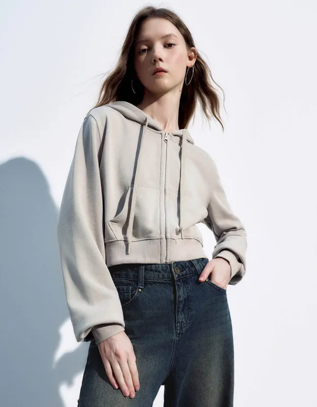 Zipper Front Hooded Knitted Jacket sold by Urban Revivo