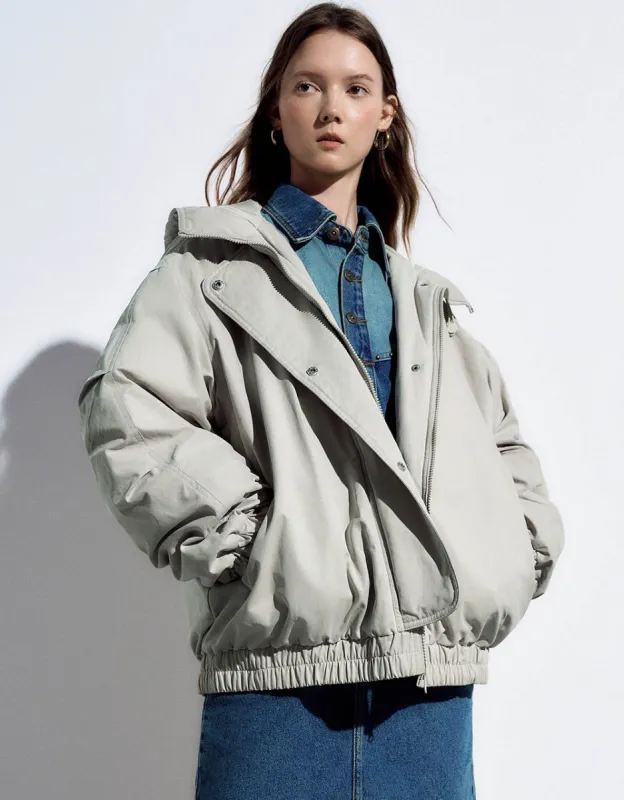 Zipper Front Hooded Down Jacket sold by Urban Revivo