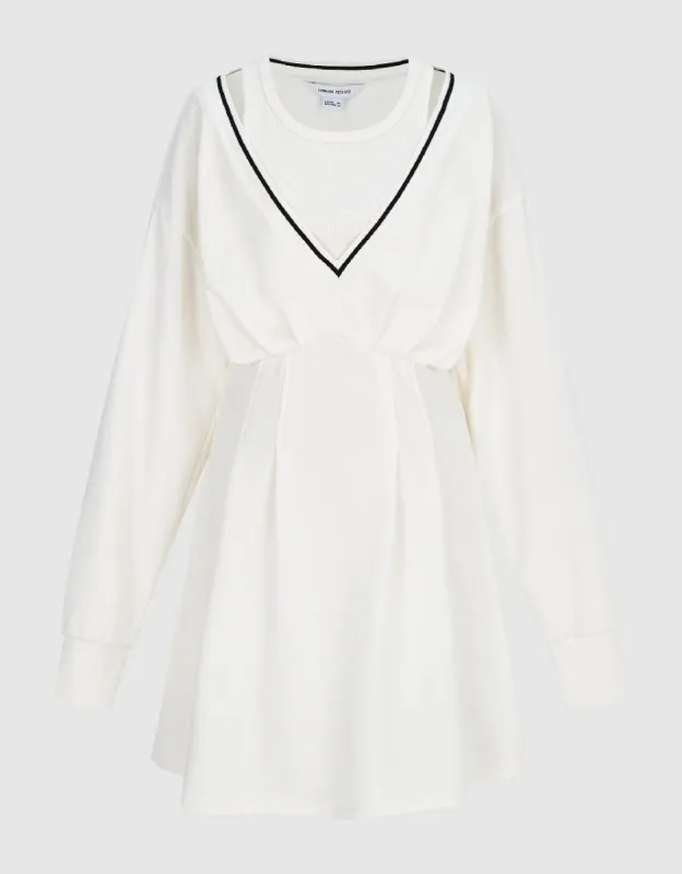 Drop Shoulder Sleeve V-Neck Skater Dress sold by Urban Revivo