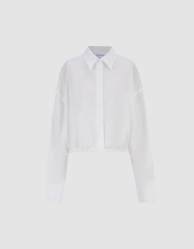 Elastic Hem Cropped Balloon Shirt made by Urban Revivo