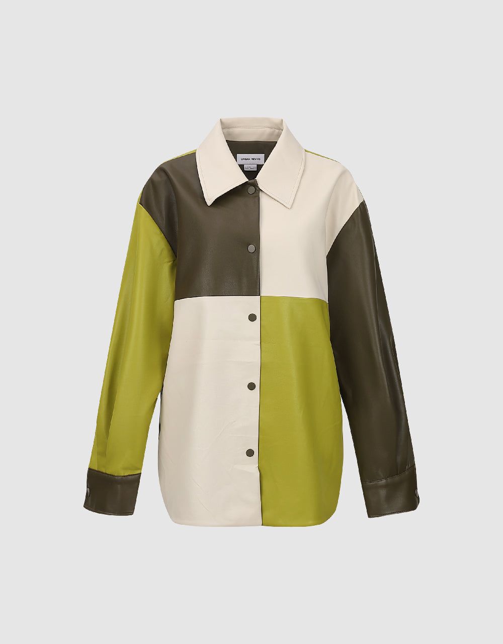 Colorblocks Vegan Leather A-Line Jacket sold by Urban Revivo product image thumbnail 2