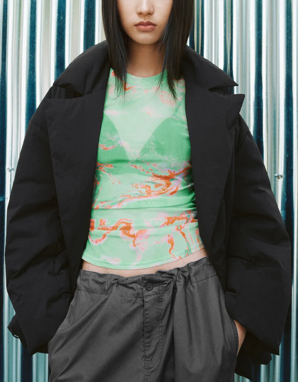 Notch Lapel Oversized Down Jacket sold by Urban Revivo product image thumbnail 2