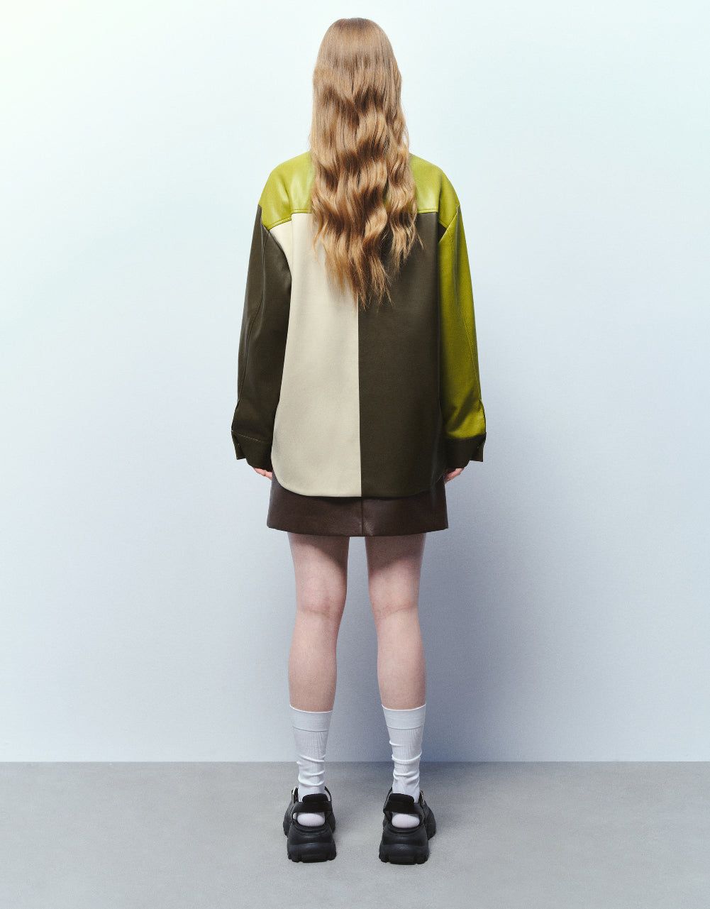 Colorblocks Vegan Leather A-Line Jacket sold by Urban Revivo product image thumbnail 4