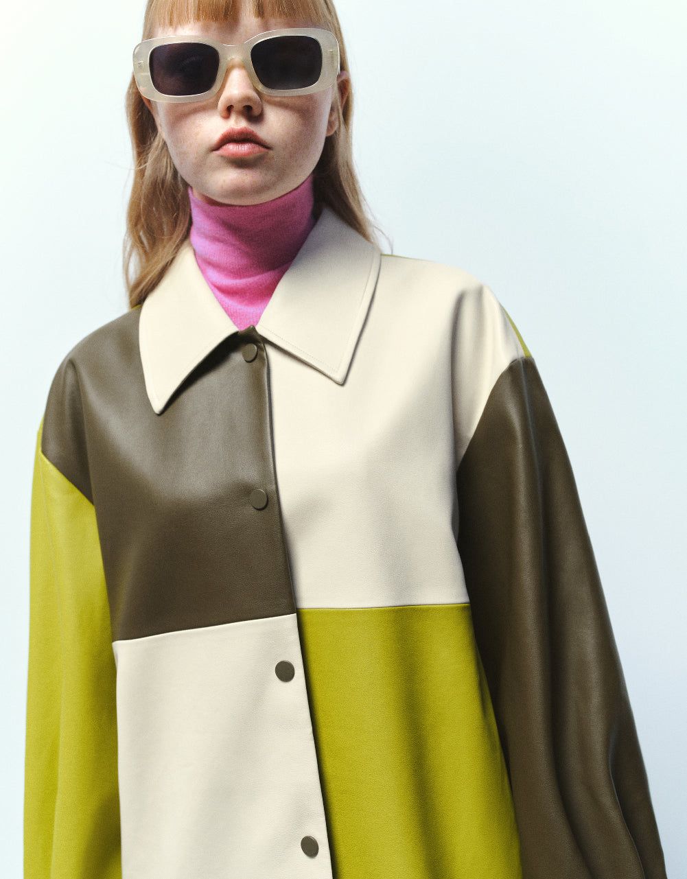 Colorblocks Vegan Leather A-Line Jacket sold by Urban Revivo product image thumbnail 5