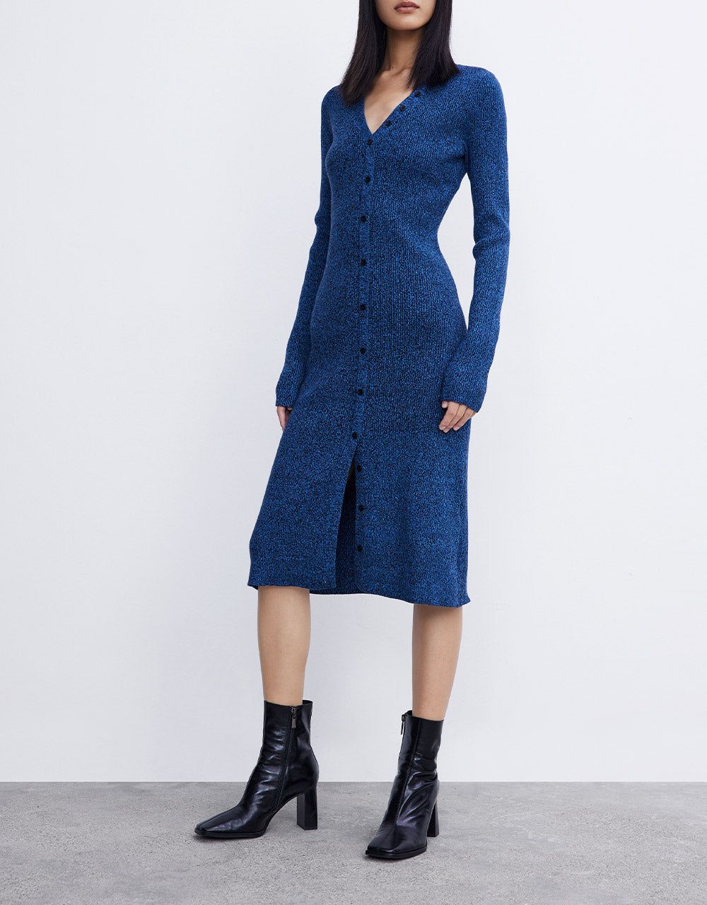 Ribbed Knit Button Up Bodycon Midi Dress sold by Urban Revivo product image thumbnail 2
