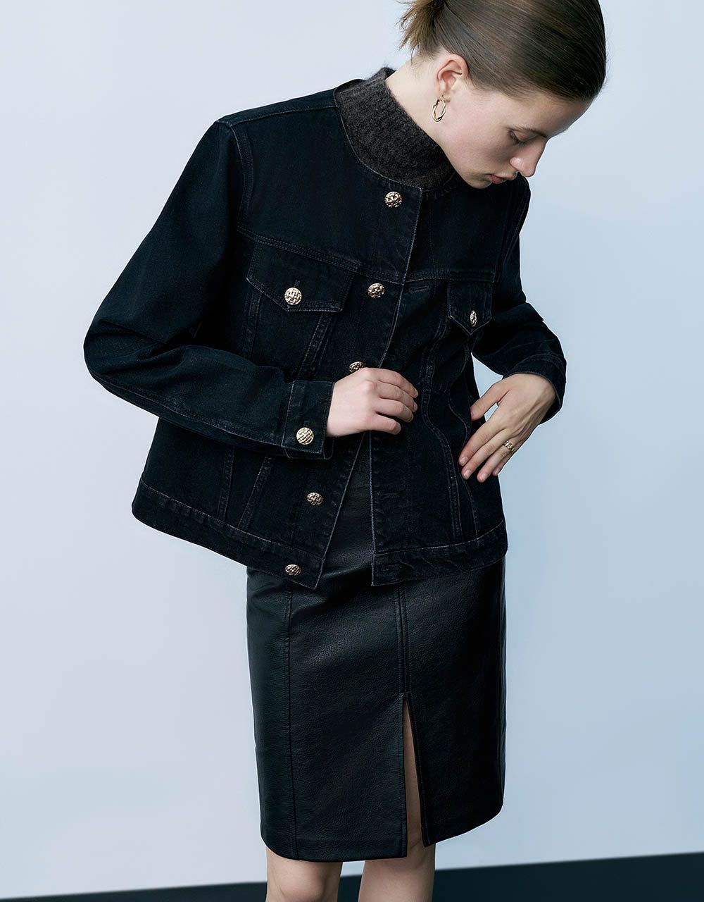 Crew Neck Denim Jacket sold by Urban Revivo product image thumbnail 3