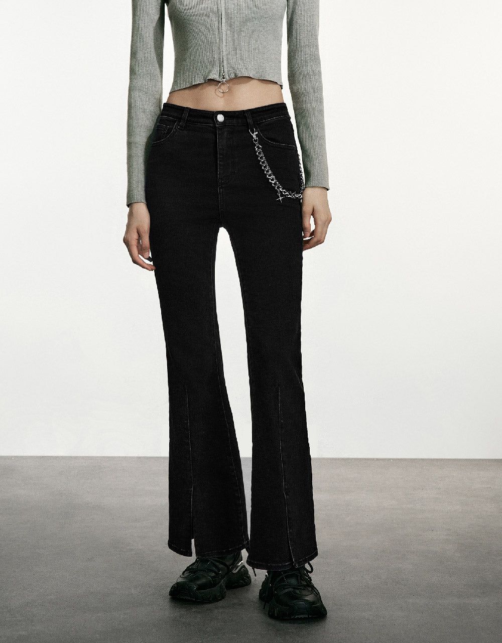 Flare Jeans With Chain Décor sold by Urban Revivo product image thumbnail 2