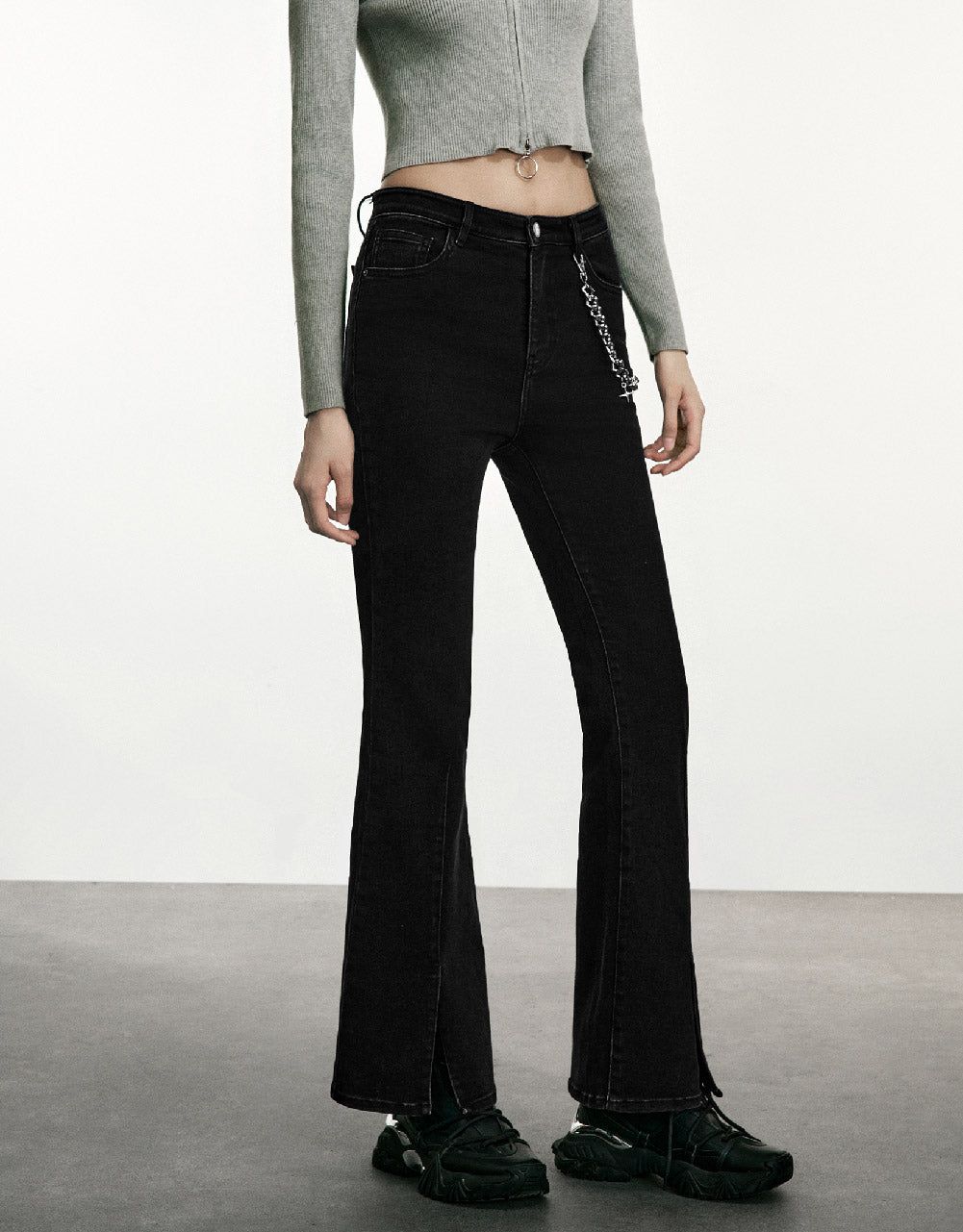 Flare Jeans With Chain Décor sold by Urban Revivo product image thumbnail 4