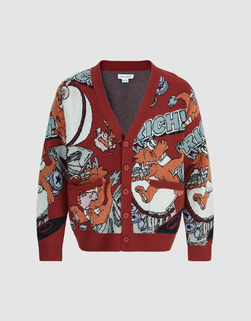 Dragon Embroidered V-Neck Knitted Cardigan sold by Urban Revivo product image thumbnail 2