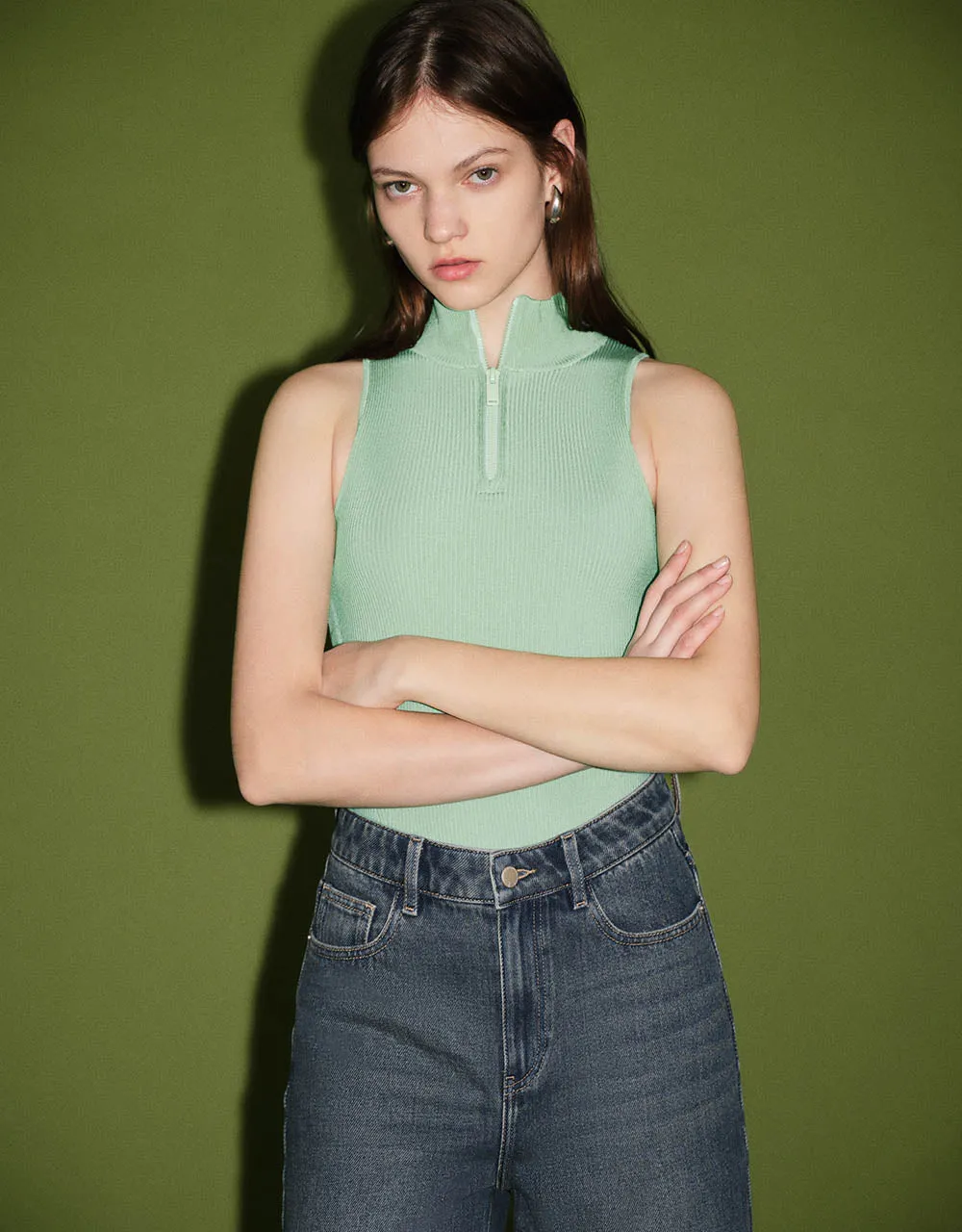 Zip Half Placket Knitted Vest sold by Urban Revivo product image thumbnail 3