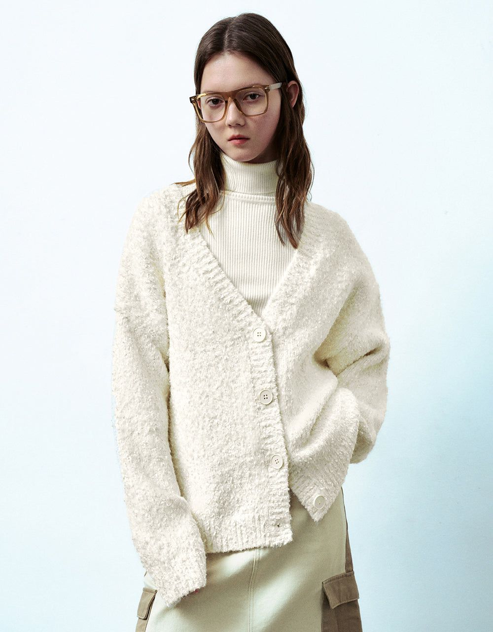 Drop Shoulder Sleeve V-Neck Knitted Cardigan sold by Urban Revivo