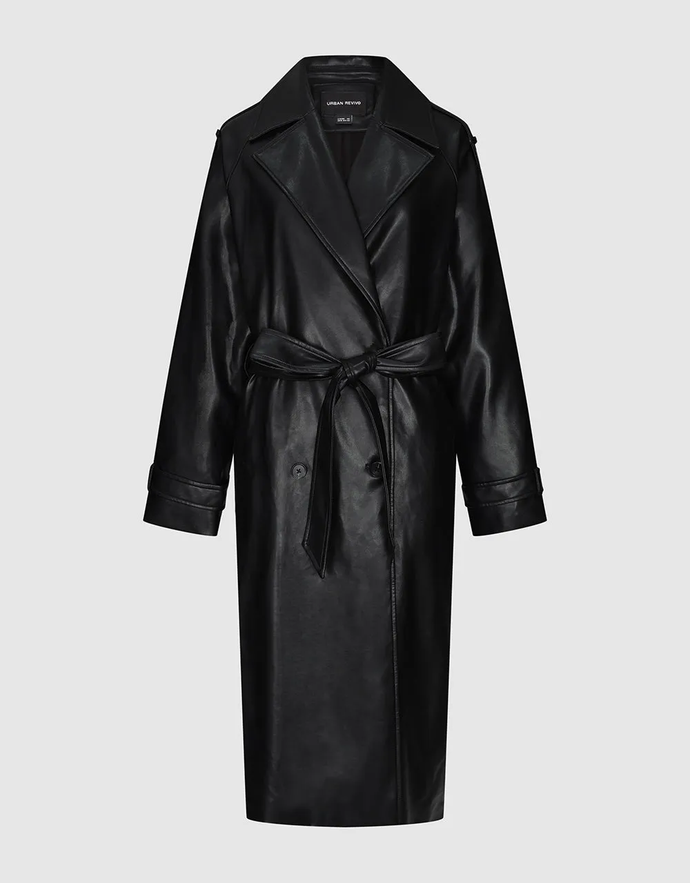 Vegan Leather Trench Coat With Belt sold by Urban Revivo product image thumbnail 2