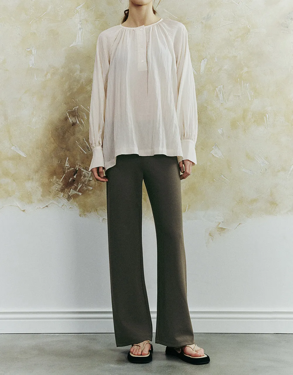 Elastic Waist Knitted Wide-Leg Pants sold by Urban Revivo product image thumbnail 4