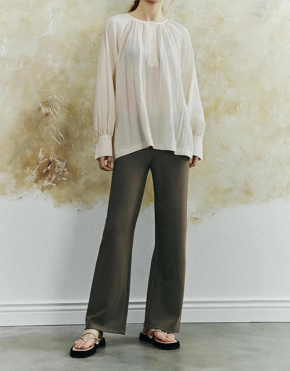 Elastic Waist Knitted Wide-Leg Pants sold by Urban Revivo product image thumbnail 2