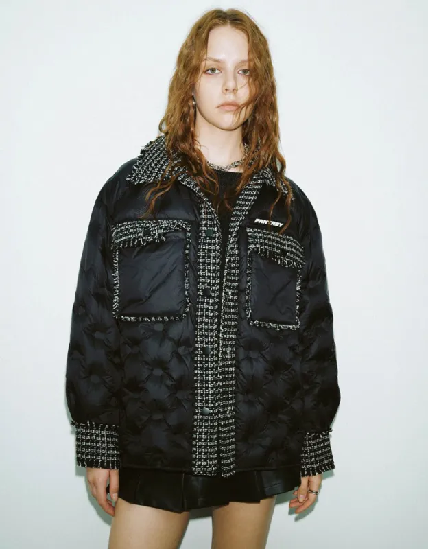 Tweed Trim Straight Down Jacket sold by Urban Revivo