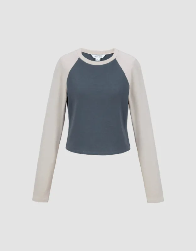 Raglan Sleeve Crew Neck Skinny T-Shirt sold by Urban Revivo