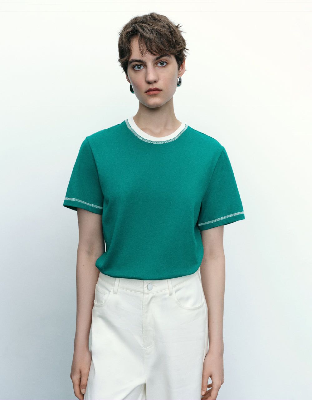 Drop Shoulder Sleeve Crew Neck T-Shirt sold by Urban Revivo