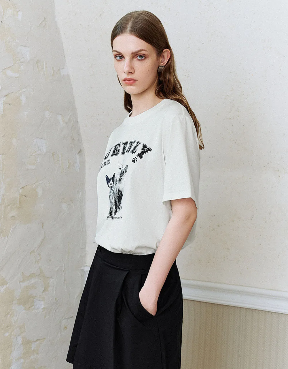 Printed Crew Neck Loose T-Shirt sold by Urban Revivo product image thumbnail 3