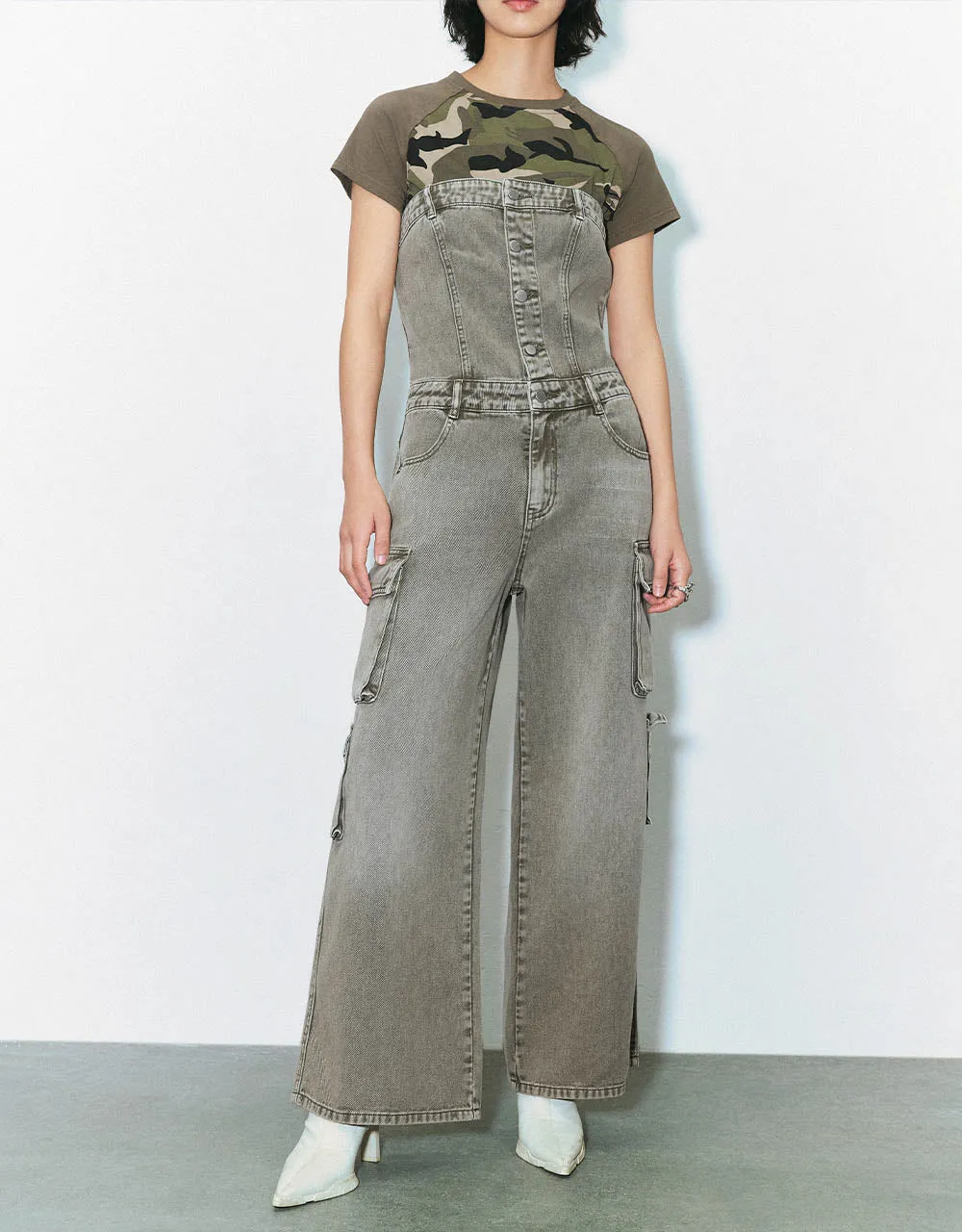 Off-Shoulder Denim Jumpsuit sold by Urban Revivo product image thumbnail 2