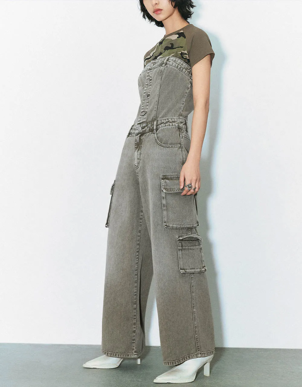 Off-Shoulder Denim Jumpsuit sold by Urban Revivo product image thumbnail 3