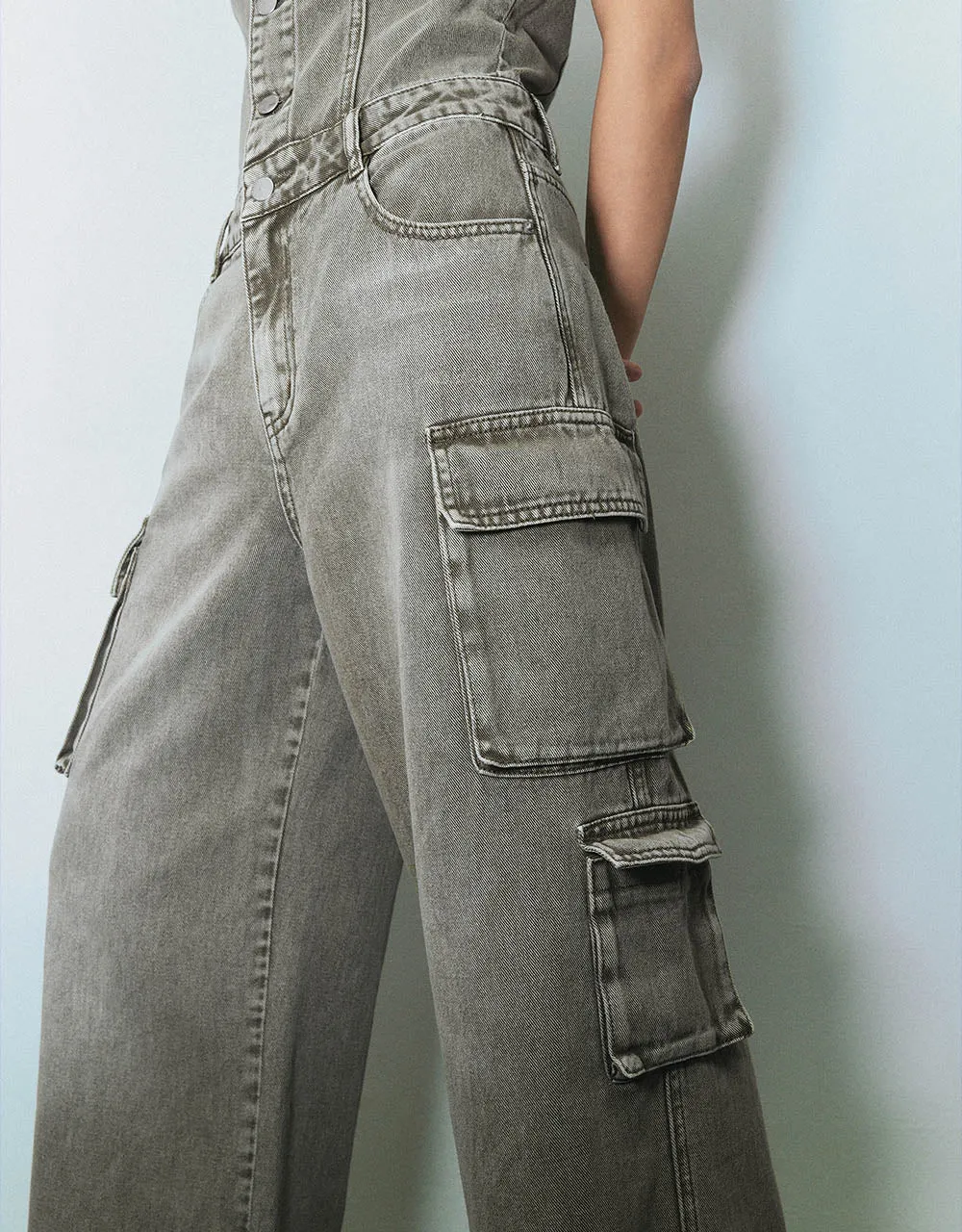 Off-Shoulder Denim Jumpsuit sold by Urban Revivo product image thumbnail 4