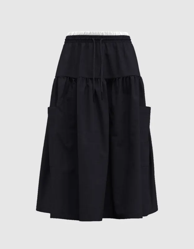 Elastic Waist Midi A-Line Skirt sold by Urban Revivo
