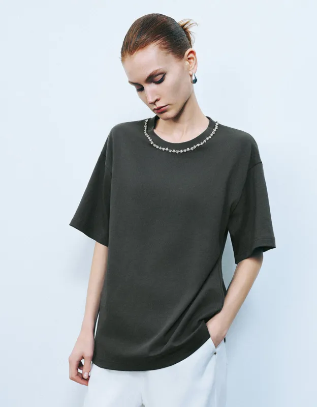 Crew Neck Straight T-Shirt made by Urban Revivo