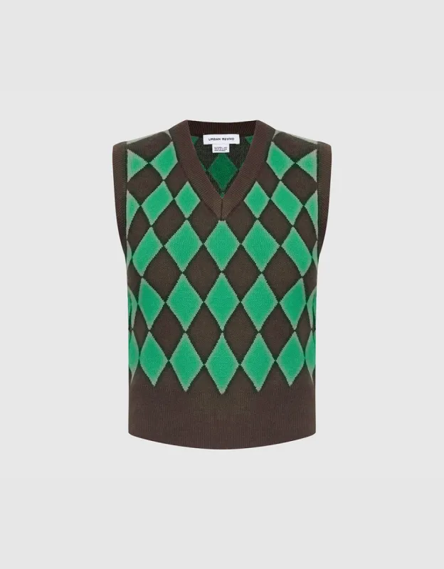 Palace Argyle Knit Vest 'Black Grey' P25KW025 | Parallel