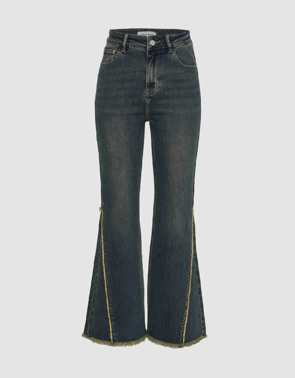 Split Hem Flare Jeans sold by Urban Revivo