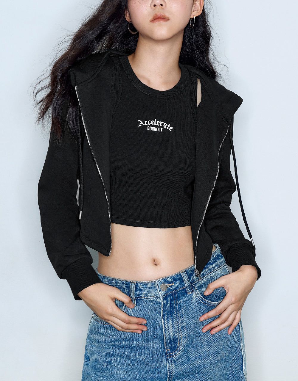 Zipper Front Hooded Jacket sold by Urban Revivo product image thumbnail 2