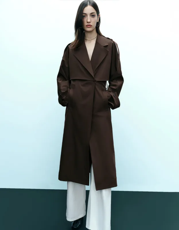 Straight Longline Trench Coat With Belt sold by Urban Revivo