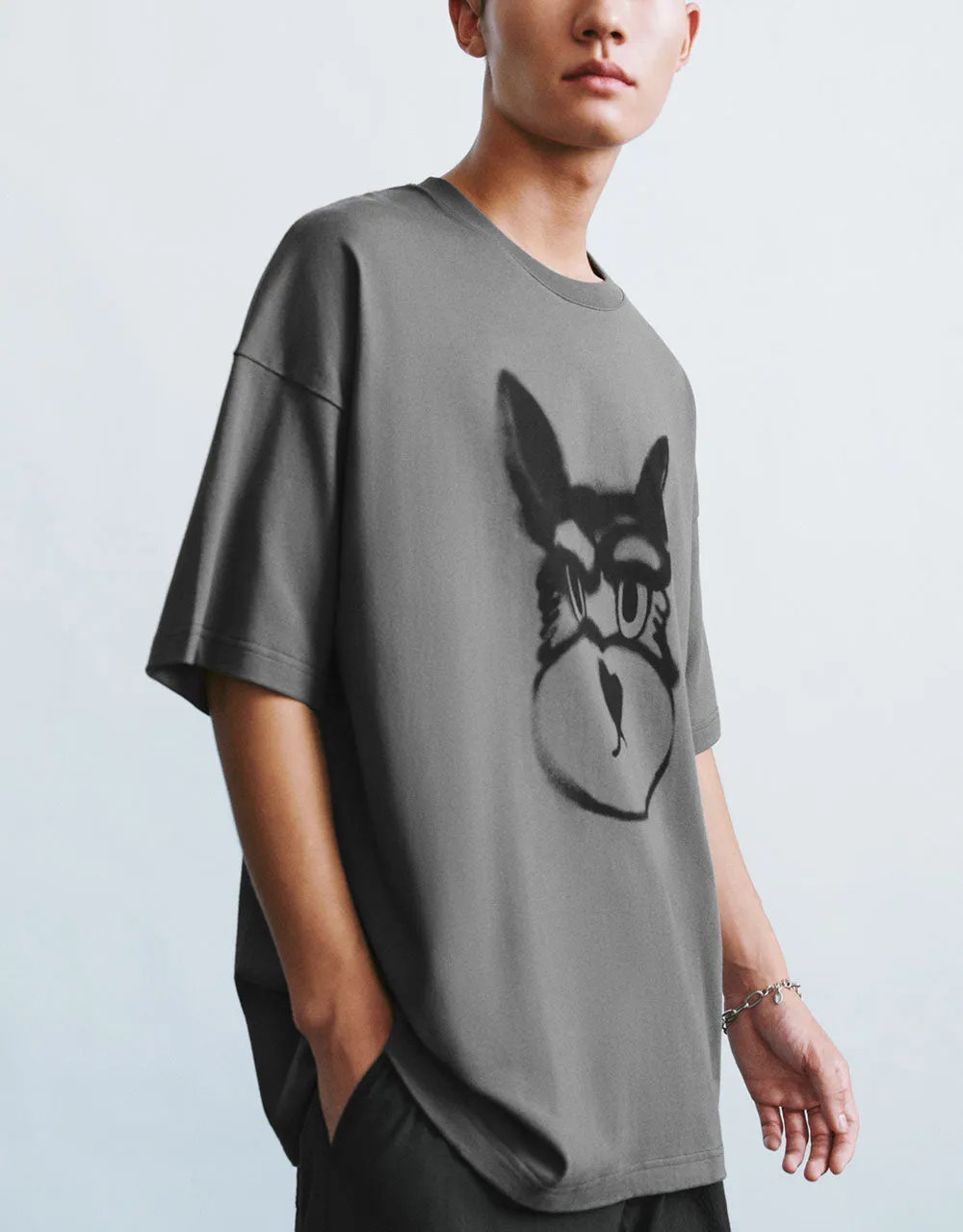 Dog Printed Crew Neck T-Shirt sold by Urban Revivo product image thumbnail 3