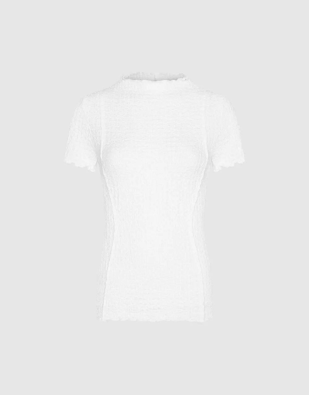 Shirred Stand Collar Skinny T-Shirt sold by Urban Revivo product image thumbnail 2