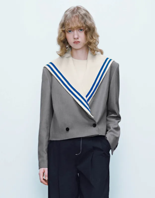 Sailor Collar Neck Blazer sold by Urban Revivo