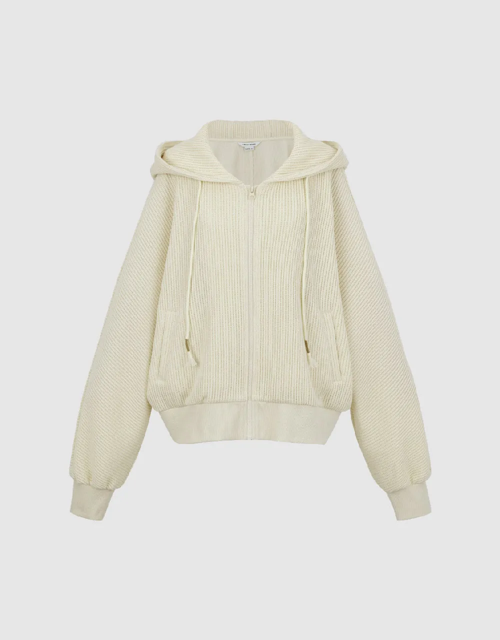 Zipper Front Hooded Knitted Jacket sold by Urban Revivo product image thumbnail 2