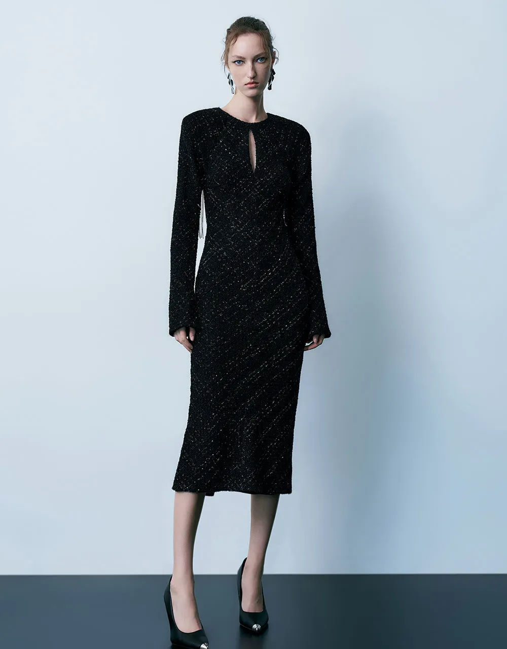 Tweed Raglan Sleeve Crew Neck Straight Dress sold by Urban Revivo