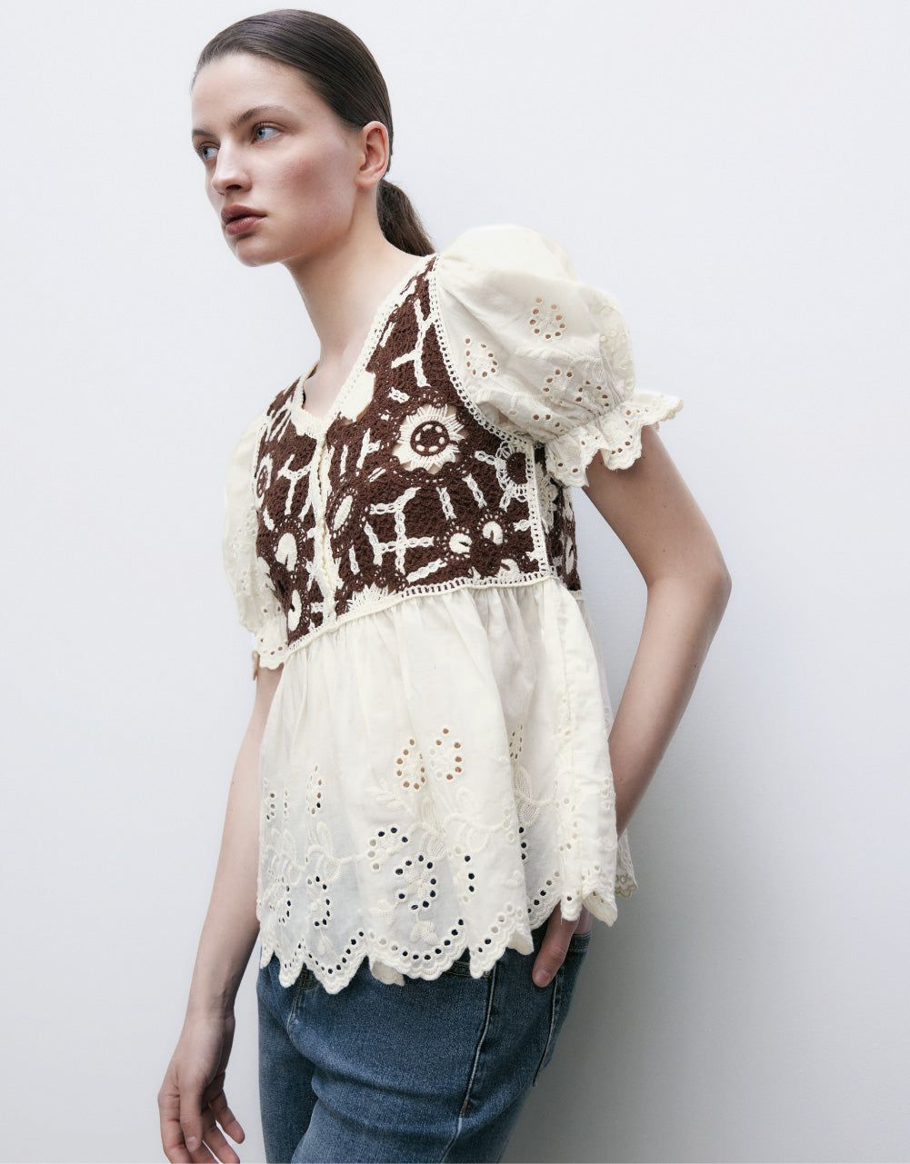Puff Sleeve 2 In 1 Knitted T-Shirt sold by Urban Revivo product image thumbnail 3