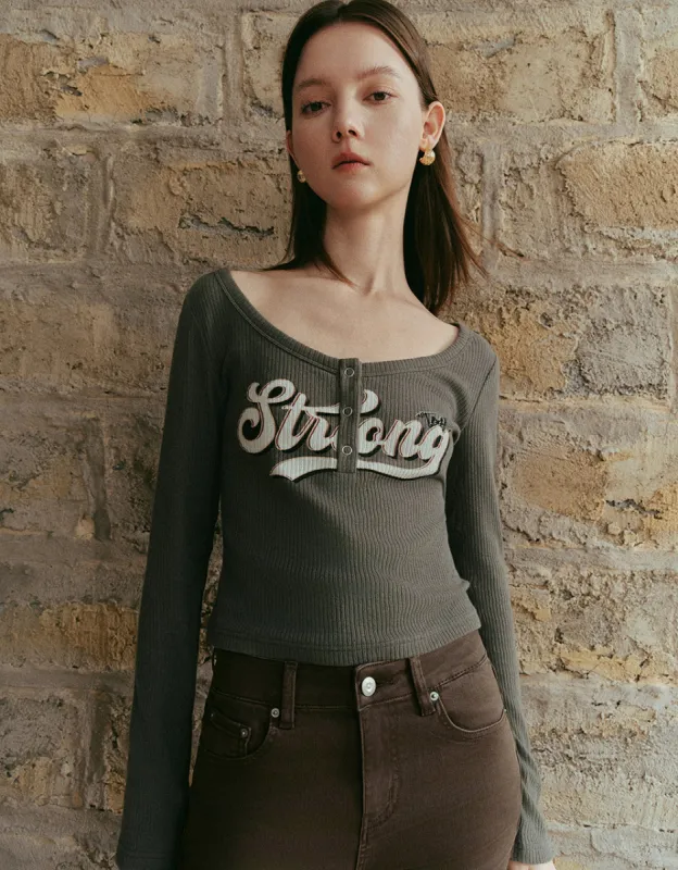 Letter Printed Crew Neck Skinny T-Shirt sold by Urban Revivo