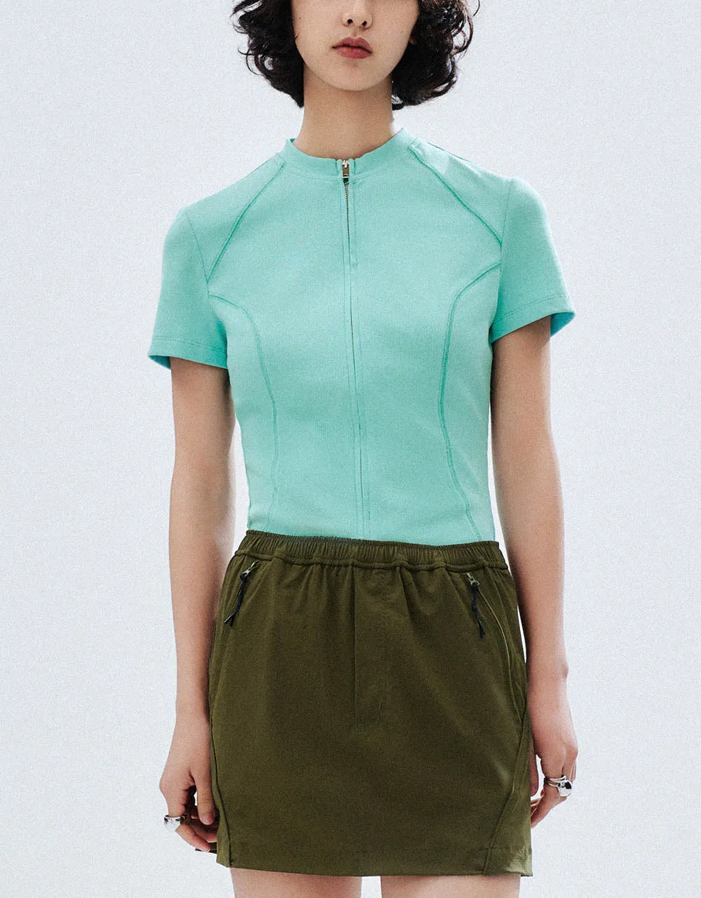 Zipper Front Crew Neck Knitted Shirt sold by Urban Revivo product image thumbnail 2