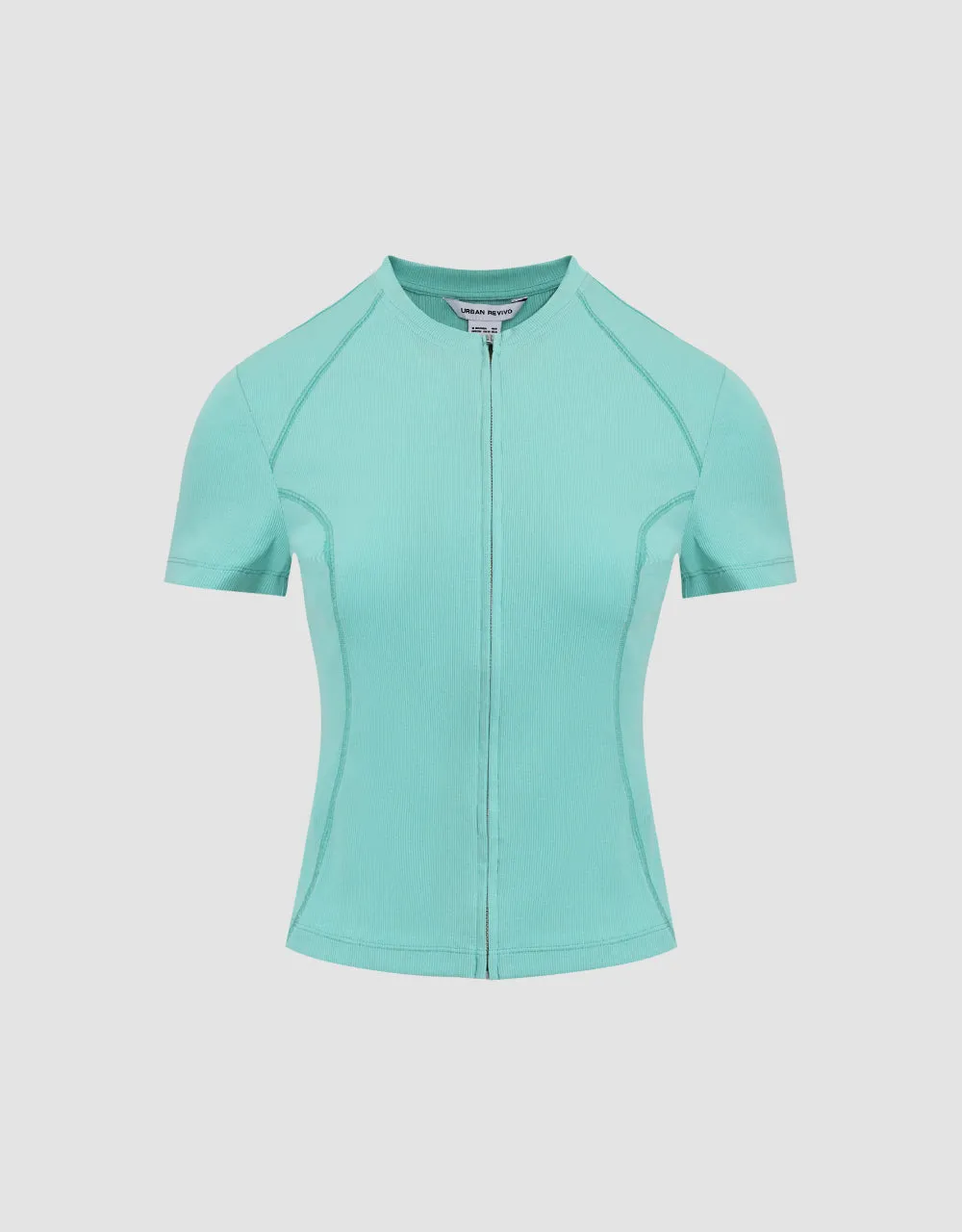 Zipper Front Crew Neck Knitted Shirt sold by Urban Revivo