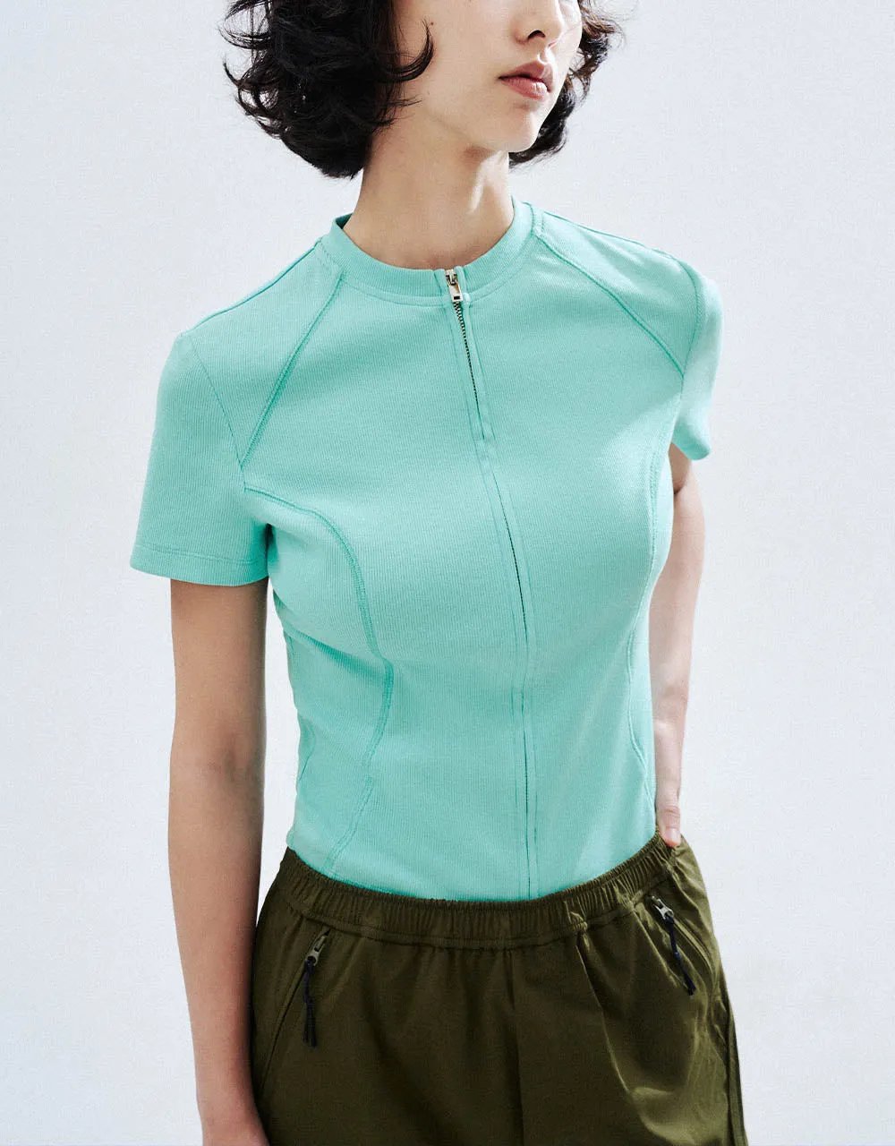 Zipper Front Crew Neck Knitted Shirt sold by Urban Revivo product image thumbnail 3