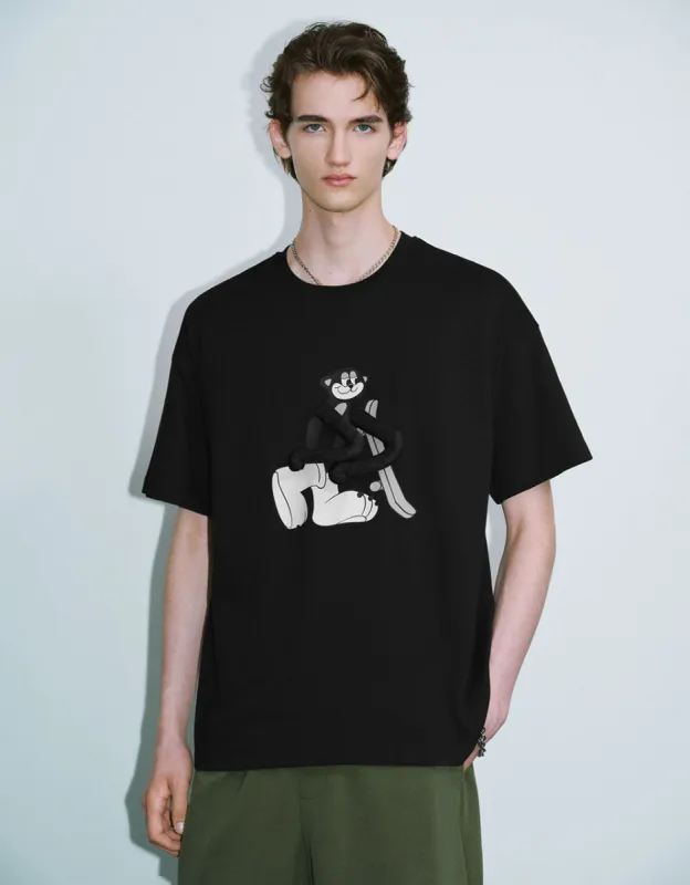 Cartoon Printed Crew Neck Loose T-Shirt sold by Urban Revivo