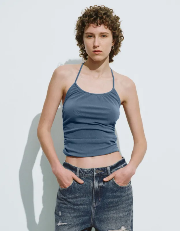 Halter Neck Cropped Tank Top sold by Urban Revivo