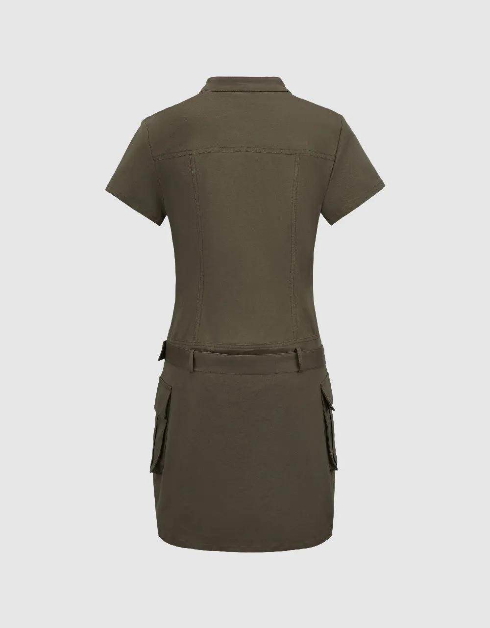 Zipper Front Straight Dress With Belt sold by Urban Revivo product image thumbnail 5